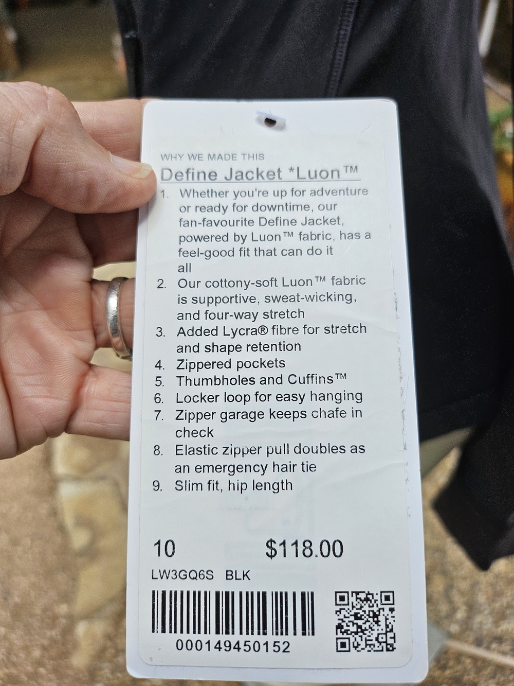 New W Tag Lululemon Athletica Define Jacket Luon - Black Team Texas Hologic 10 - Picture 12 of 12